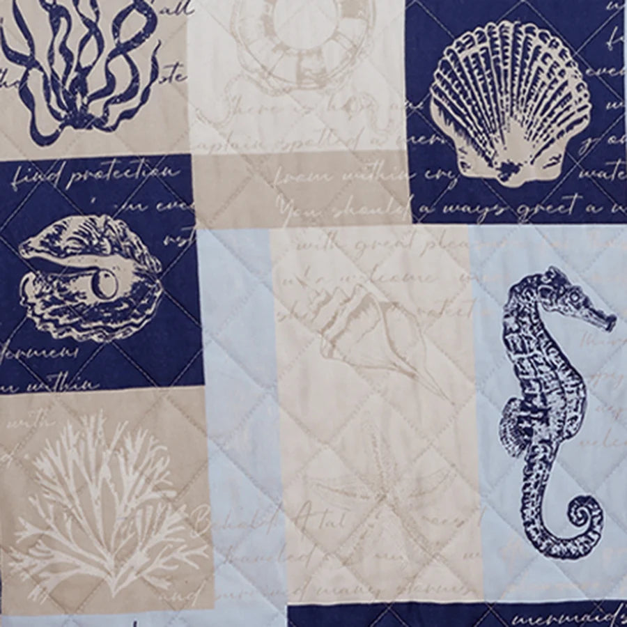 Sale! Queen Coastal Caspian Patchwork Quilt Set 3PC - Lightweight Microfiber