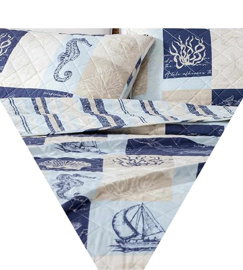 Universal V Berth Nautical Seascape Patchwork Quilt Set 3PC