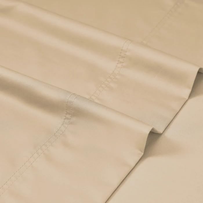 Sheet Sale! CLEARANCE CinchFit Shallow Pocket Sheets 600TC Cotton - Twin XL - Tan - Quahog Bay Bedding