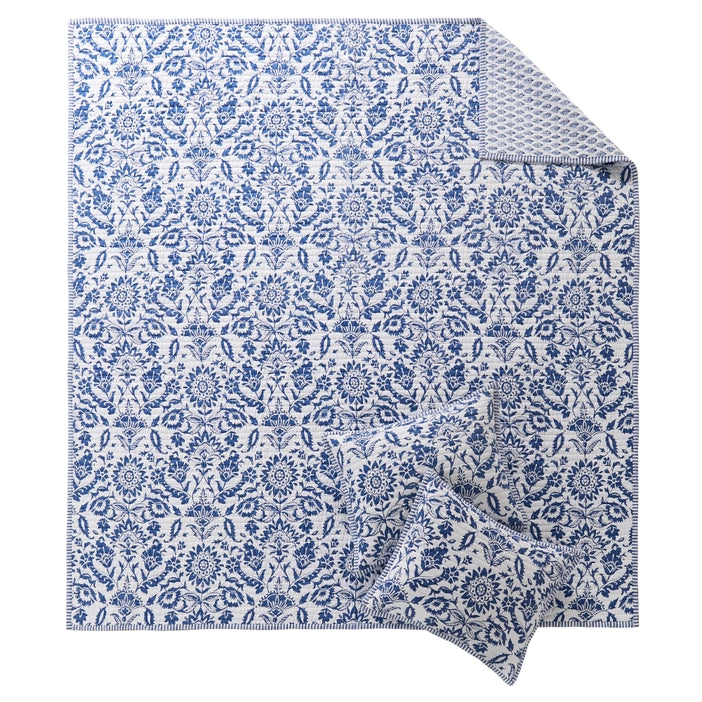 Clara Blue Quilt Set - Classic Blue And White Coastal Bedding