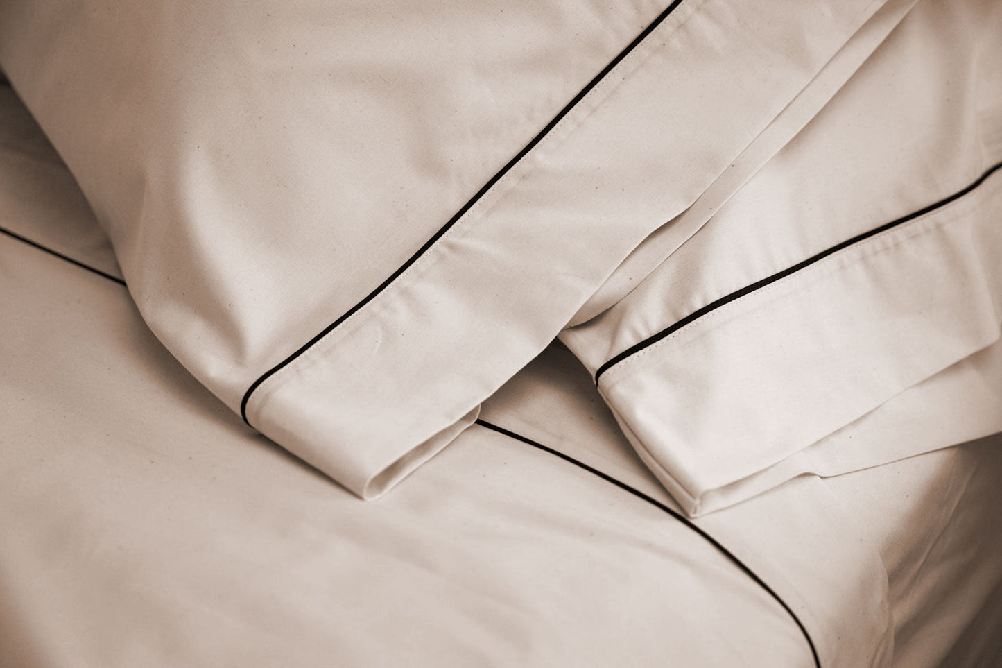 6PC Percale Bed Sheet Set With Piping Design - American Made With USA Grown Cotton
