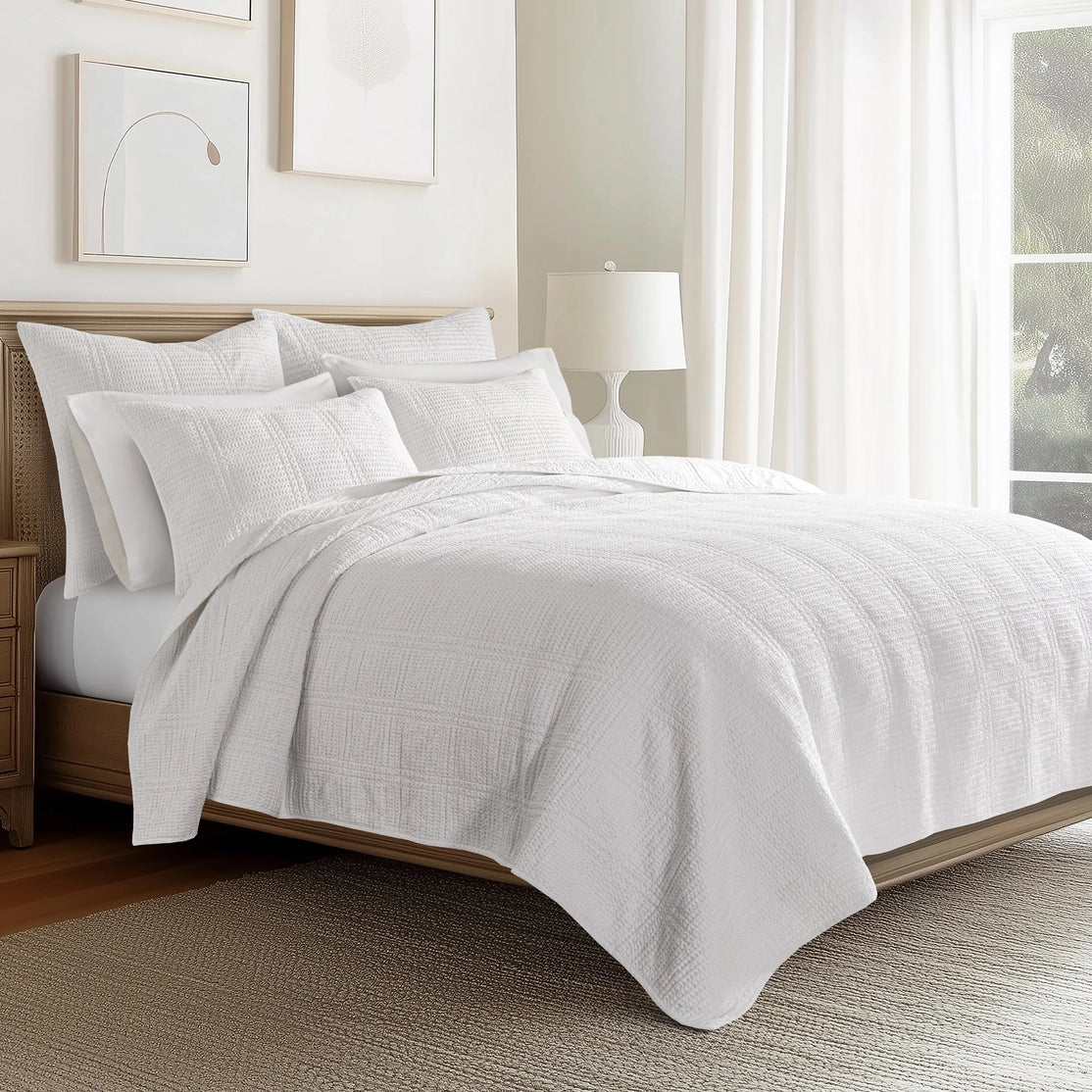 Cloud Waffle Reversible Cotton Quilt Set - Quahog Bay Bedding