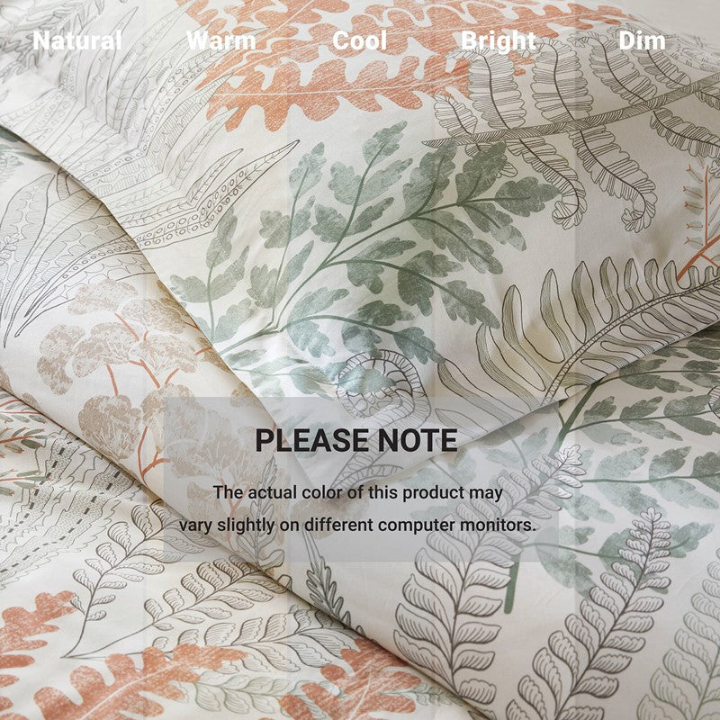 Coastal Linen Botanical Duvet Cover Set 100% Cotton Sateen Duvet Set