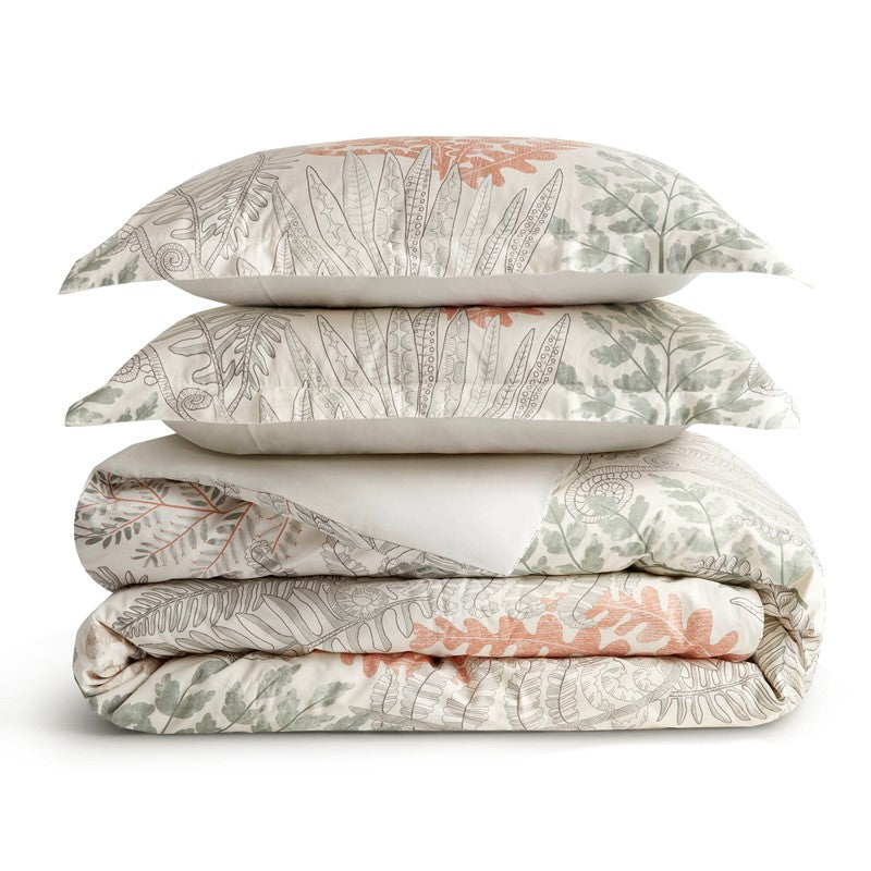 Coastal Linen Botanical Duvet Cover Set 100% Cotton Sateen Duvet Set