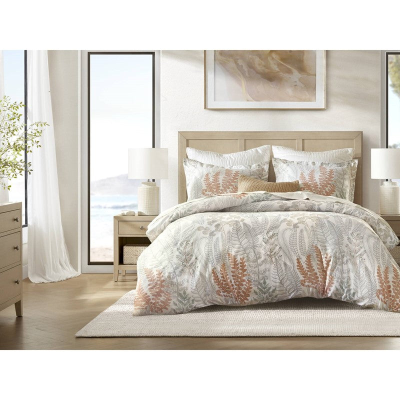 Coastal Linen Botanical Duvet Cover Set 100% Cotton Sateen Duvet Set