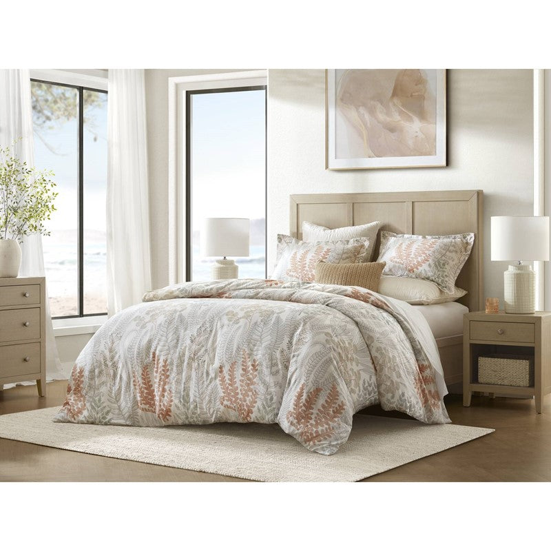 Coastal Linen Botanical Duvet Cover Set 100% Cotton Sateen Duvet Set