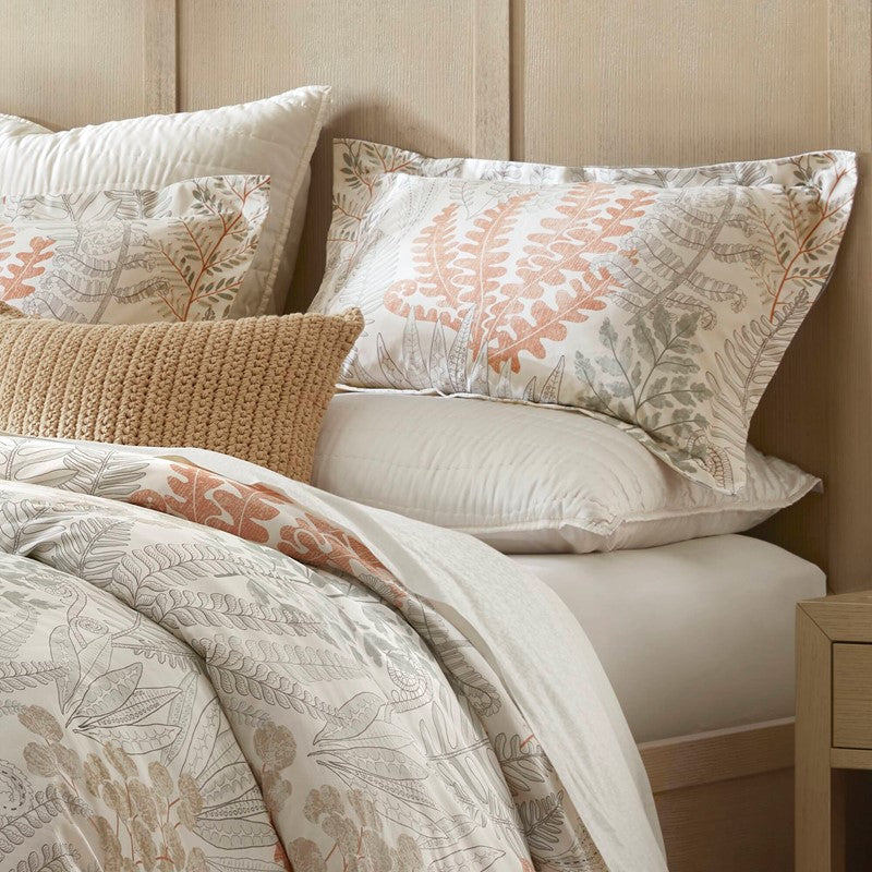Coastal Linen Botanical Duvet Cover Set 100% Cotton Sateen Duvet Set
