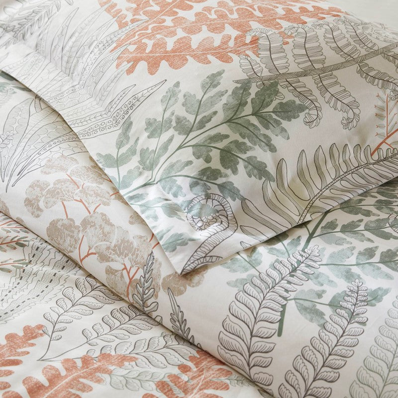 Coastal Linen Botanical Duvet Cover Set 100% Cotton Sateen Duvet Set