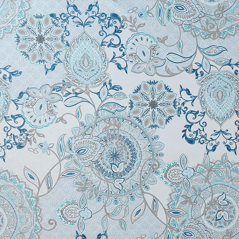 Coastal Blue Isla Printed Cotton Shower Curtain - Coastal Shower Curtains