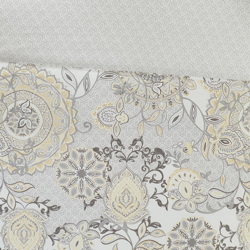 Coastal Yellow Medallion Floral Comforter Set - Cotton Isla 8PCS