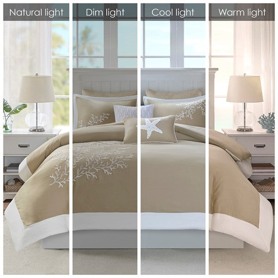 Coastline Beach Themed Jacquard 5PC Duvet Cover Set - Quahog Bay Bedding