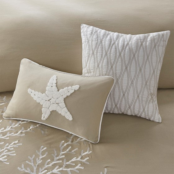Coastline Beach Themed Jacquard 5PC Duvet Cover Set - Quahog Bay Bedding