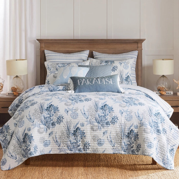 Complete 8PC Coral Landing Coastal Bedding Ensemble