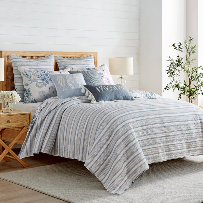 Complete 8PC Coral Landing Coastal Bedding Ensemble