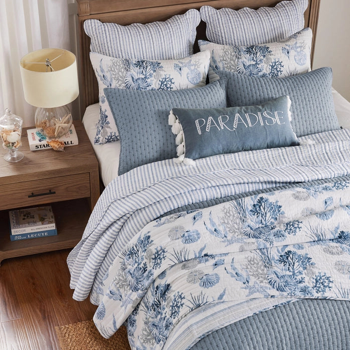 Complete 8PC Coral Landing Coastal Bedding Ensemble