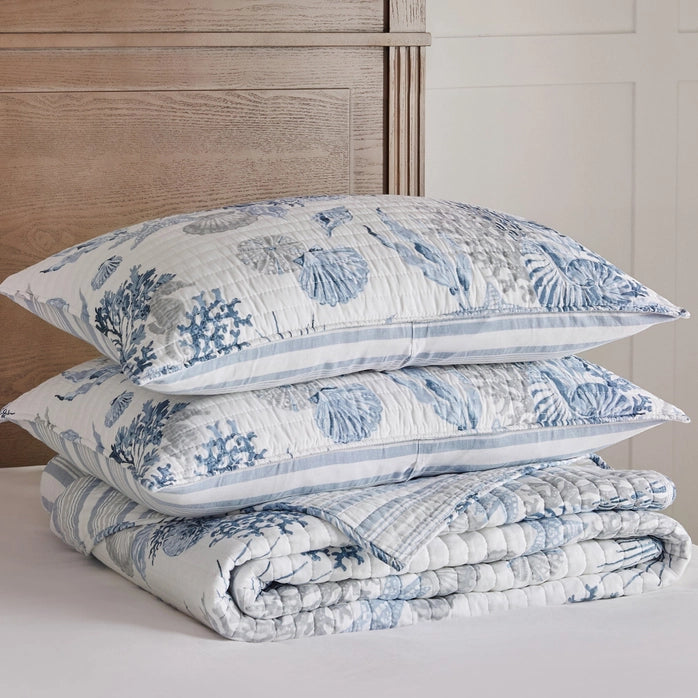 Complete 8PC Coral Landing Coastal Bedding Ensemble