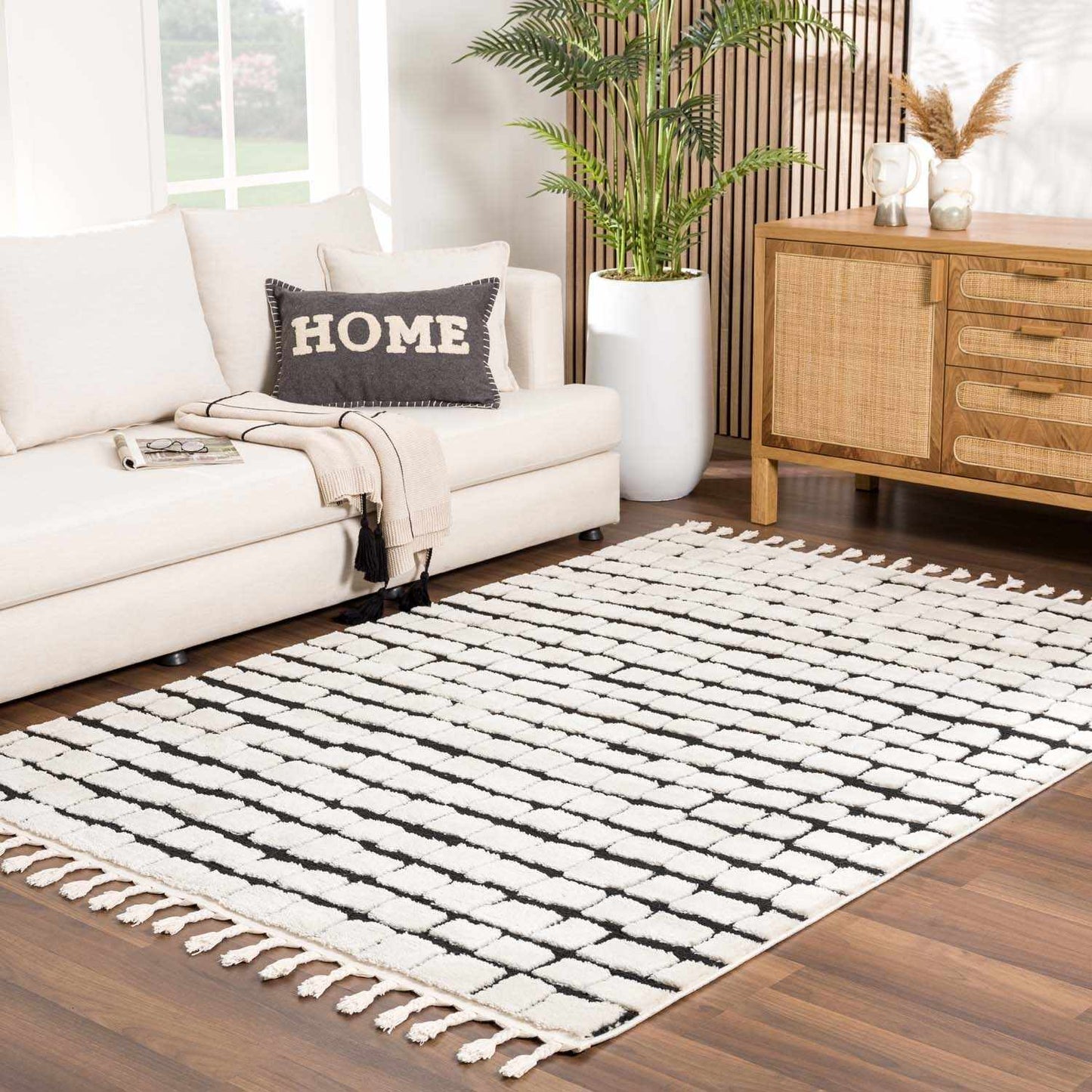 Teshi Plush Grid Area Rug - Promo