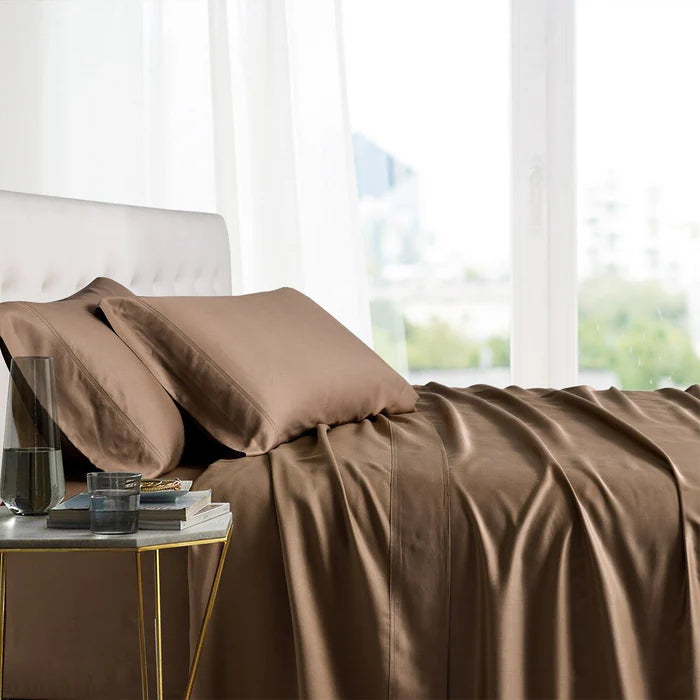 Egyptian Linens Split Top King Sheets 100% Bamboo Viscose Sheet Set - Fitted Sheet With Wings - Quahog Bay Bedding