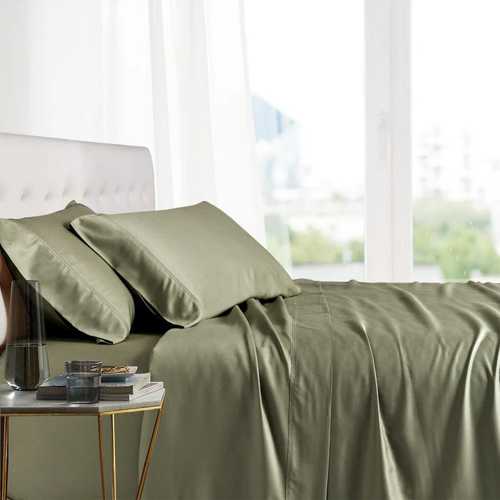 Egyptian Linens Split Top King Sheets 100% Bamboo Viscose Sheet Set - Fitted Sheet With Wings - Quahog Bay Bedding