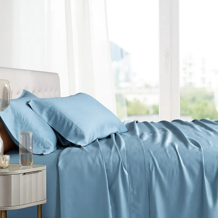 Egyptian Linens Split Top King Sheets 100% Bamboo Viscose Sheet Set - Fitted Sheet With Wings - Quahog Bay Bedding
