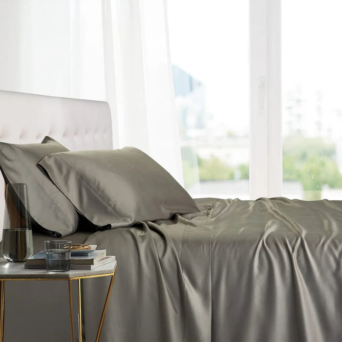Egyptian Linens Split Top King Sheets 100% Bamboo Viscose Sheet Set - Fitted Sheet With Wings - Quahog Bay Bedding