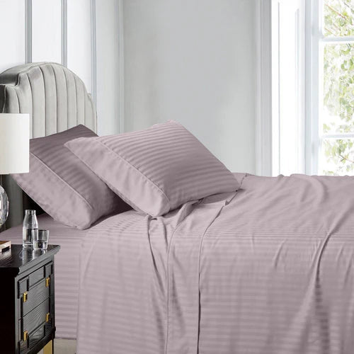Egyptian Linens 608TC 100% Cotton Split King Stripe Adjustable Bed Sheets - Quahog Bay Bedding
