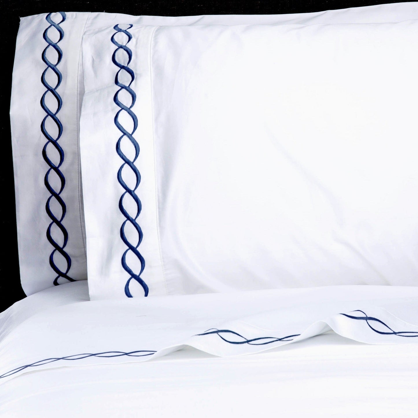 Luxury Coastal And Nautical 600TC 100% Cotton Rope Embroidered Sheet Set