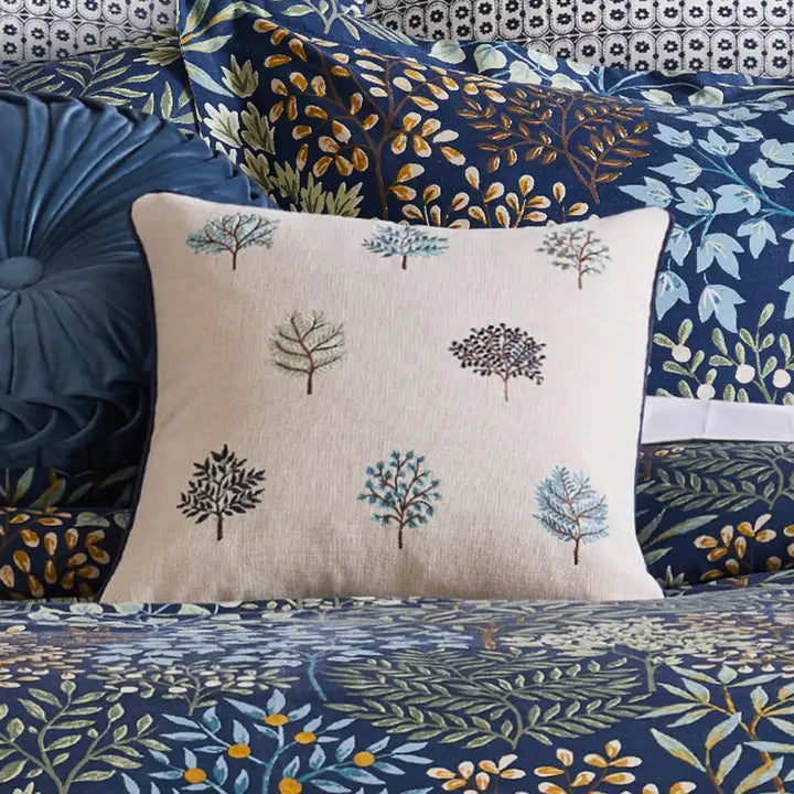 English Forest Embroidered Tree Pillow - Quahog Bay Bedding