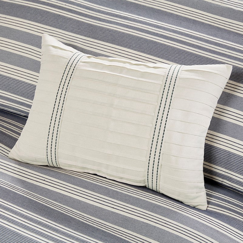 Nautical Comforter Set - Navy and Ivory Jacquard Stripe