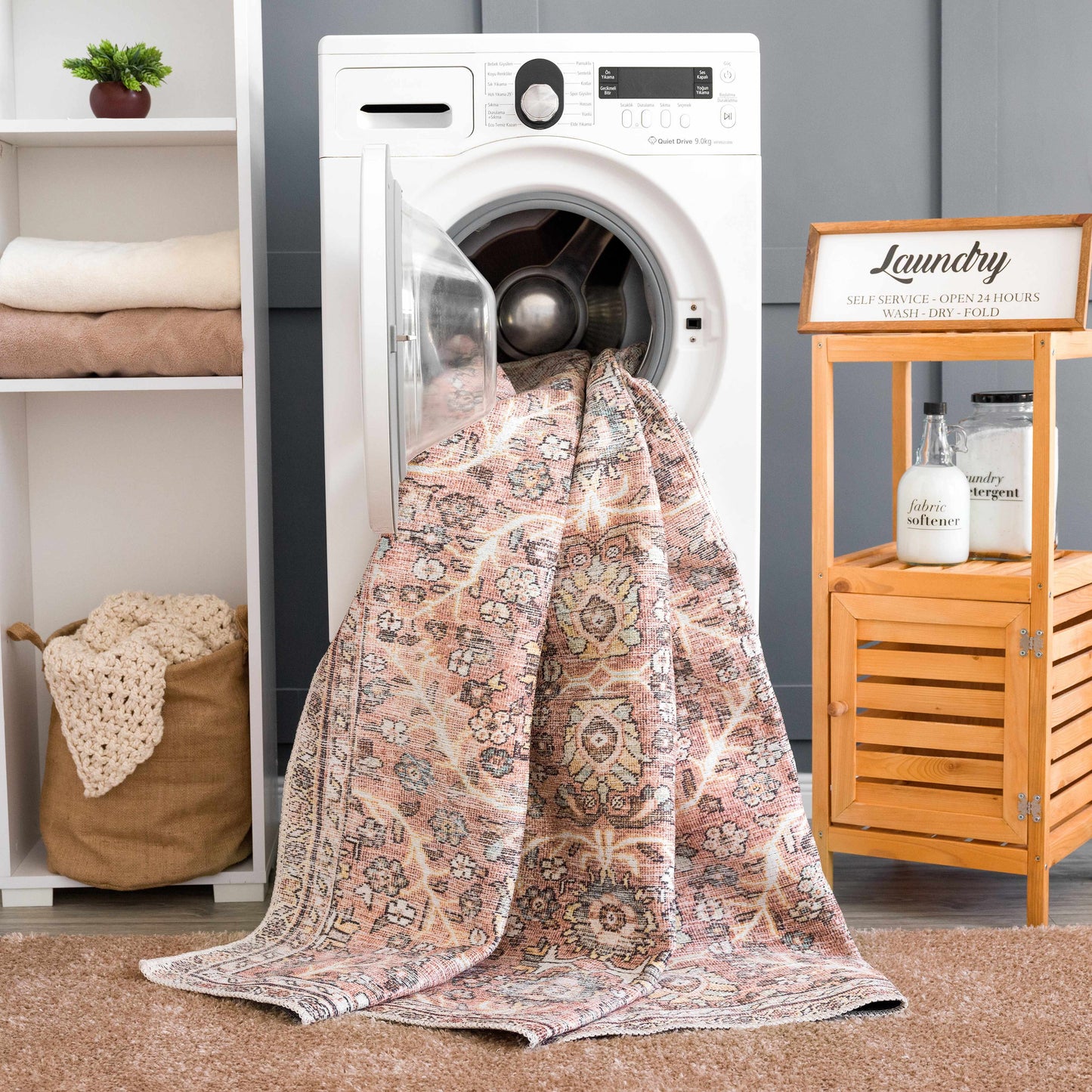 Flat Pile Urpi Red Washable Rug - Clearance - Quahog Bay Bedding