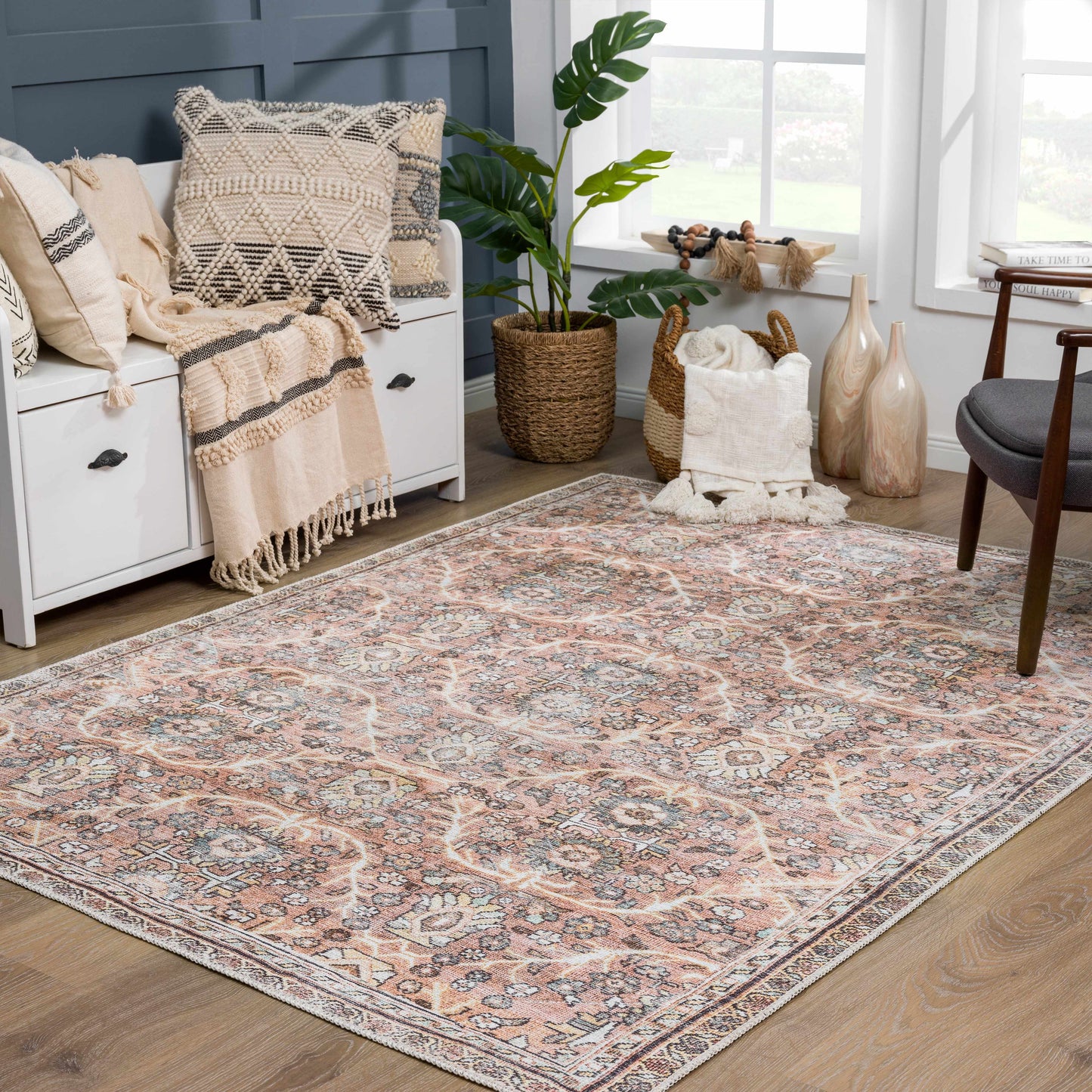 Flat Pile Urpi Red Washable Rug - Clearance - Quahog Bay Bedding
