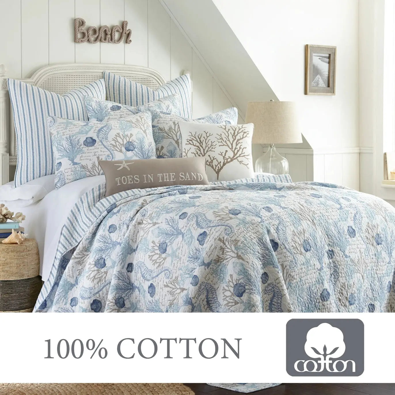 Galapagos Blue Quilt Set - Coastal Quilt Set - Quahog Bay Bedding
