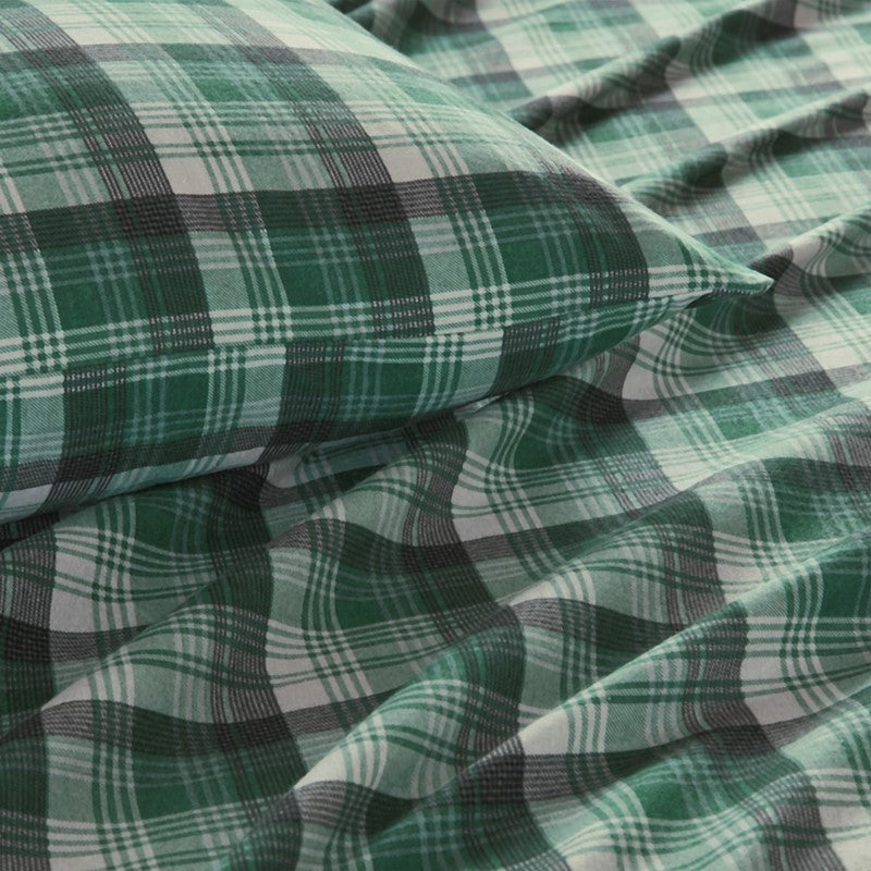 Woolrich 100% Cotton Printed Flannel Sheet Set - Green Plaid