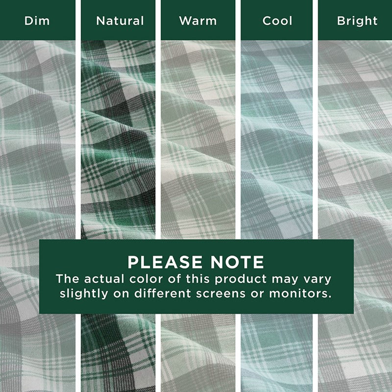 Woolrich 100% Cotton Printed Flannel Sheet Set - Green Plaid