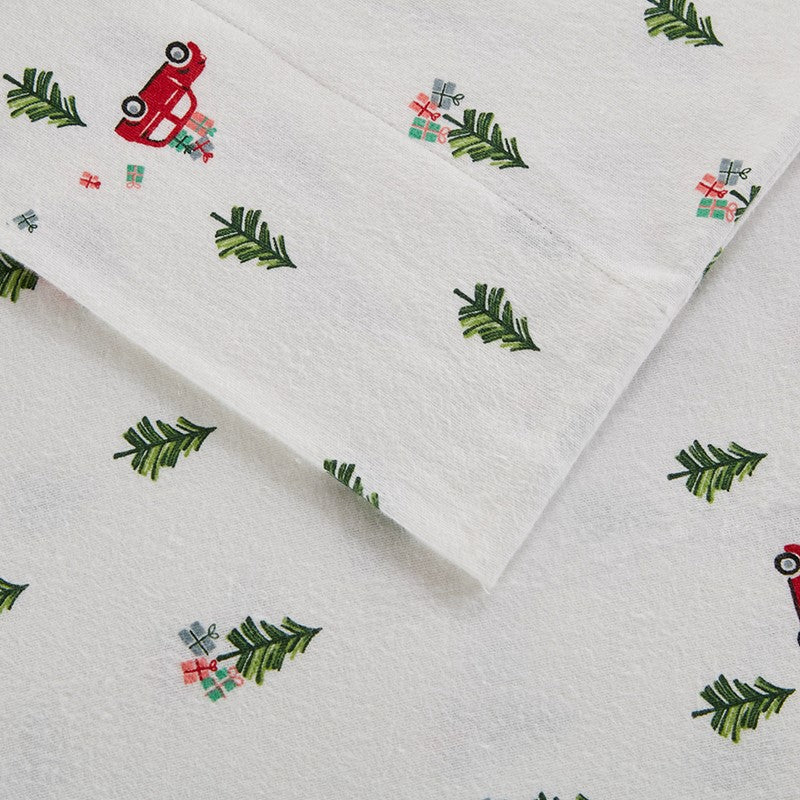 Woolrich 100% Cotton Printed Flannel Sheet Set - Green Tree Tip