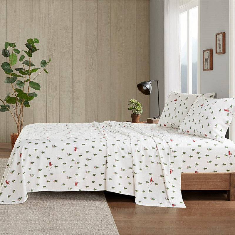 Woolrich 100% Cotton Printed Flannel Sheet Set - Green Tree Tip