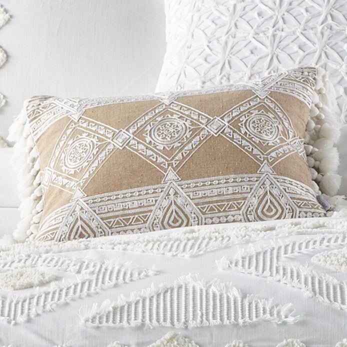 Harleson White Diamonds with Tassels Pillow - Quahog Bay Bedding
