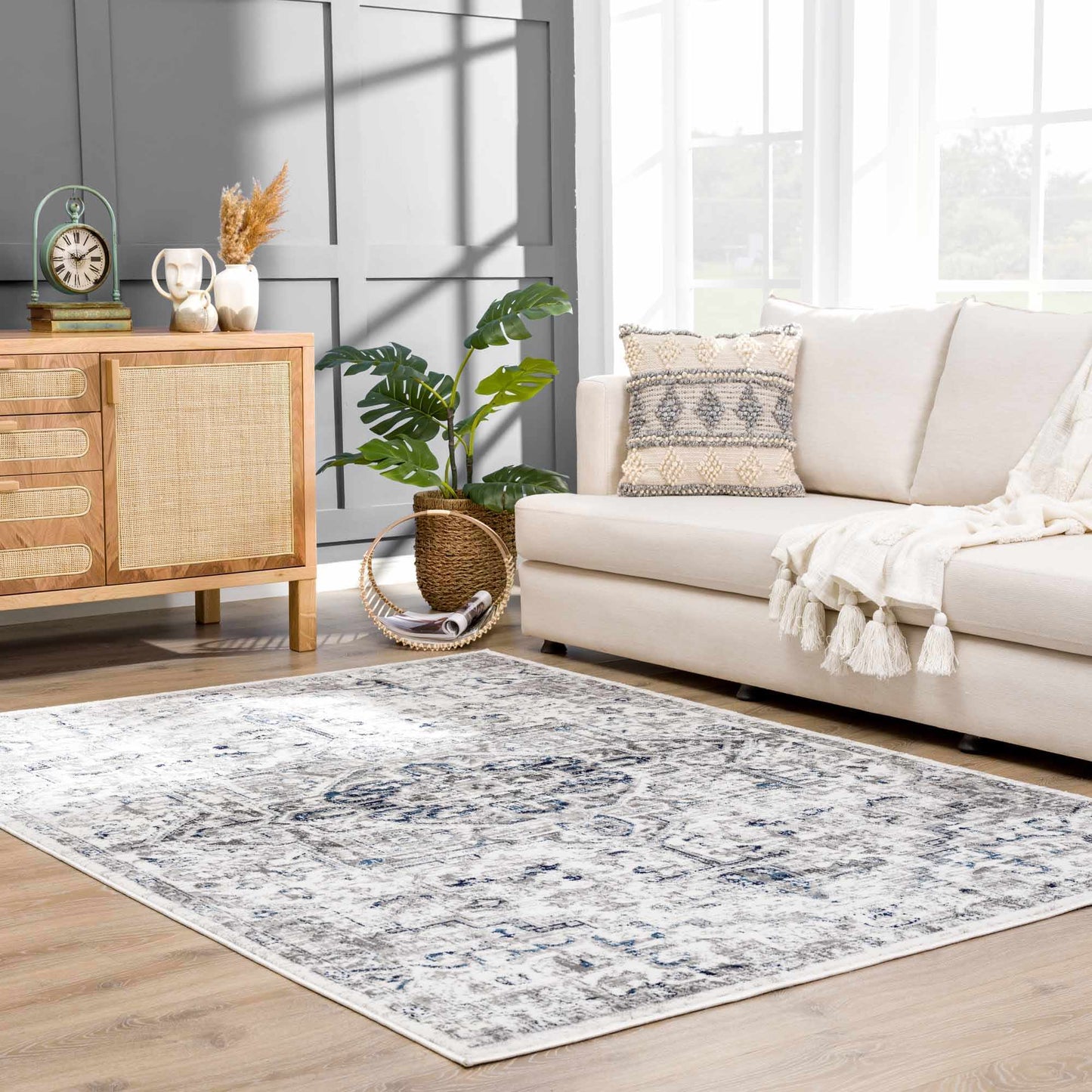 Hauteloom Buenaventura Cream & Navy Area Rug - Quahog Bay Bedding