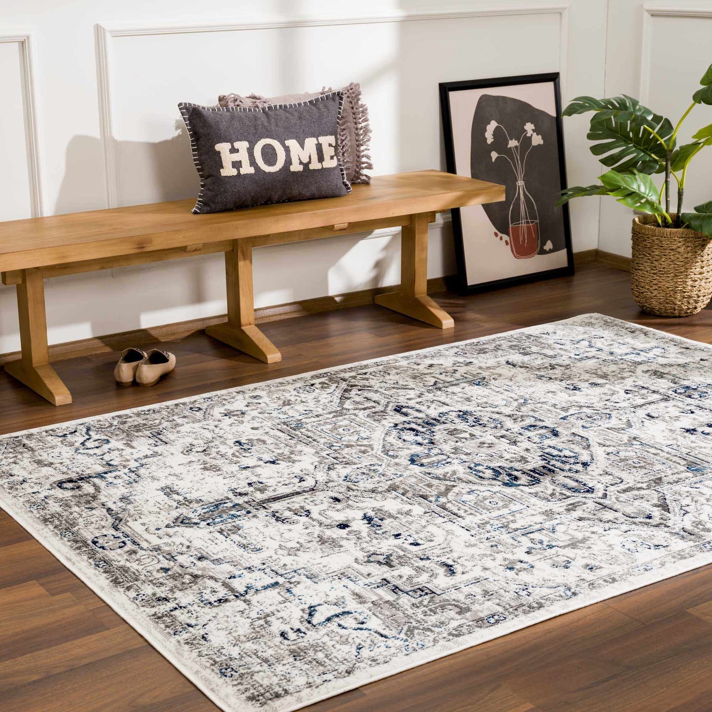 Hauteloom Buenaventura Cream & Navy Area Rug - Quahog Bay Bedding