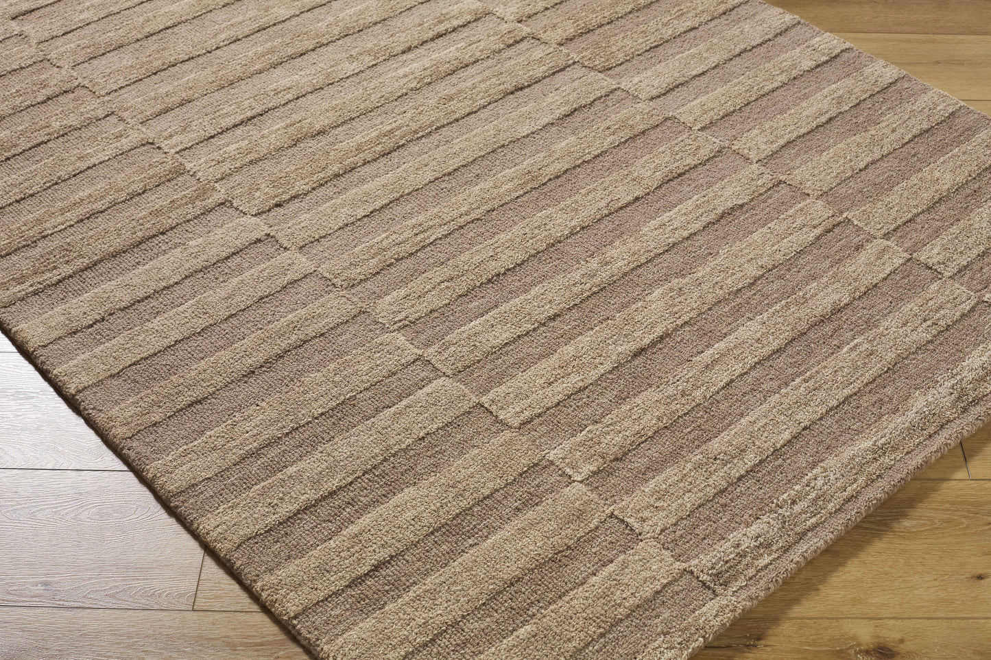 Idaho Broken-Striped Brown Area Rug | Our PNW Home X Livabliss - Quahog Bay Bedding