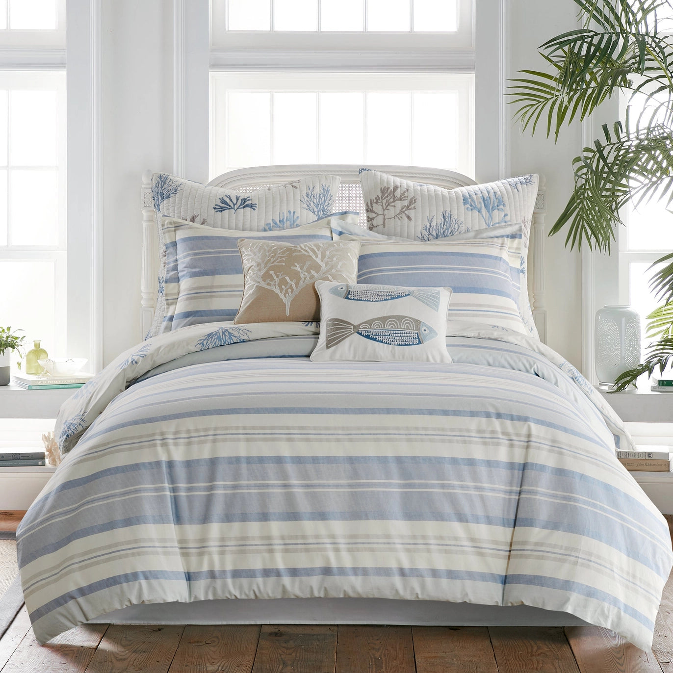 Ipanema Embroidered Fish Pillow - Quahog Bay Bedding