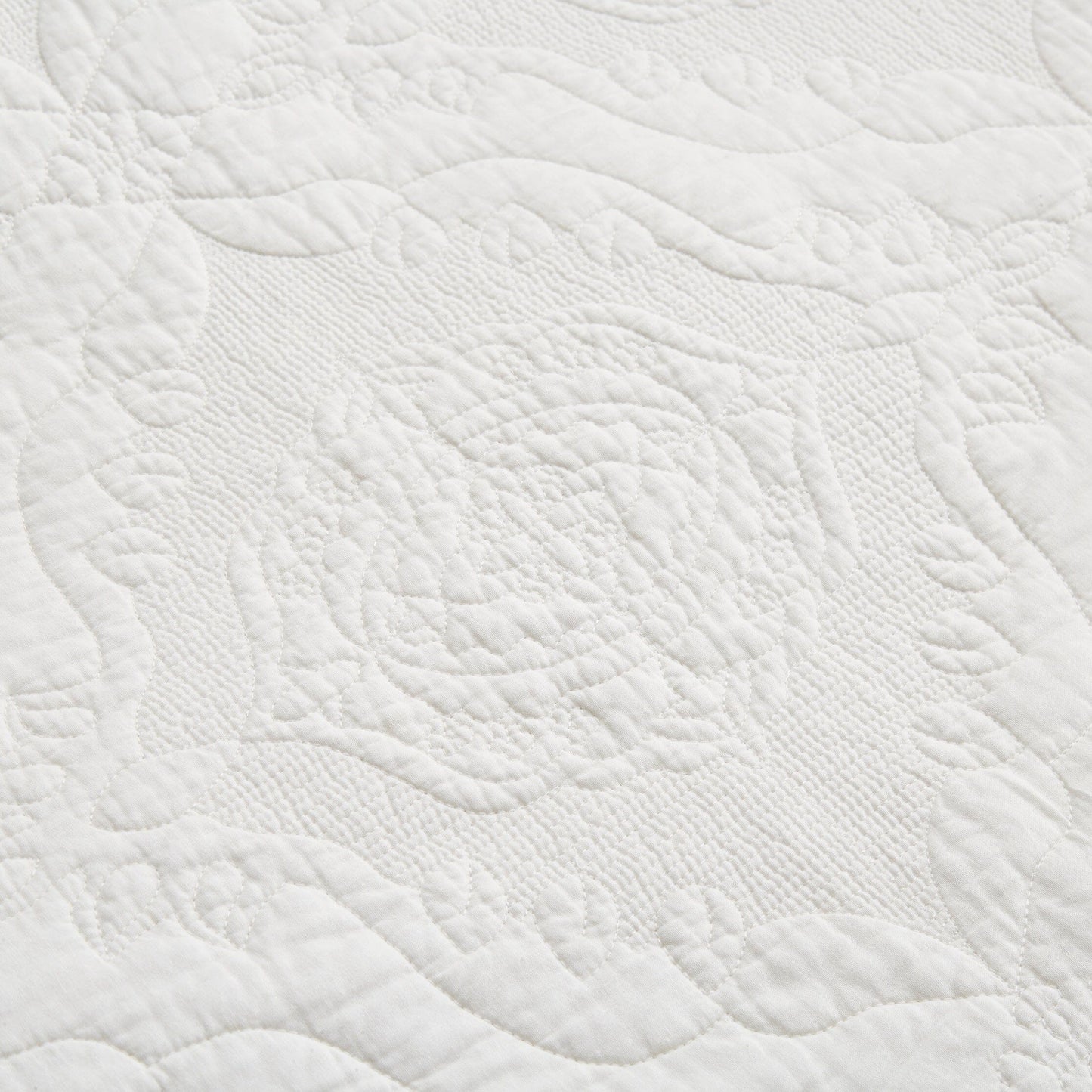 Tache Vanilla Cream Ivory Paisley Damask Stitch Matelassé Cotton Quilt Set (JHW-643) - Tache Home Fashion