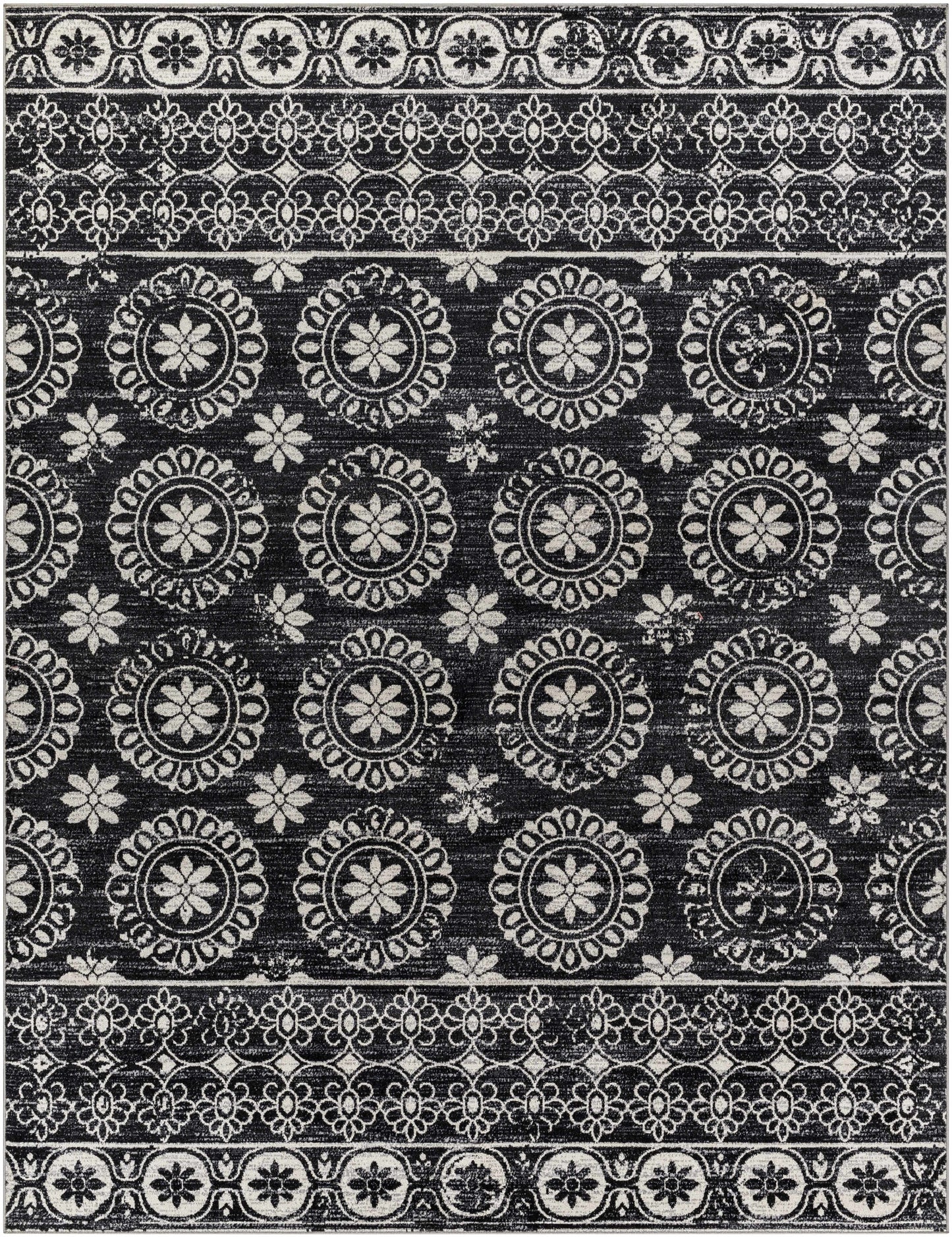 Kahraman Black & White Washable Rug