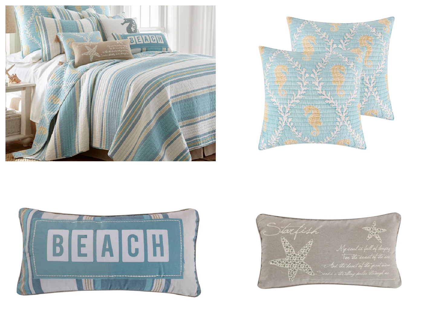 Coastal Bedding Ensembles Complete King 7PC Kailua