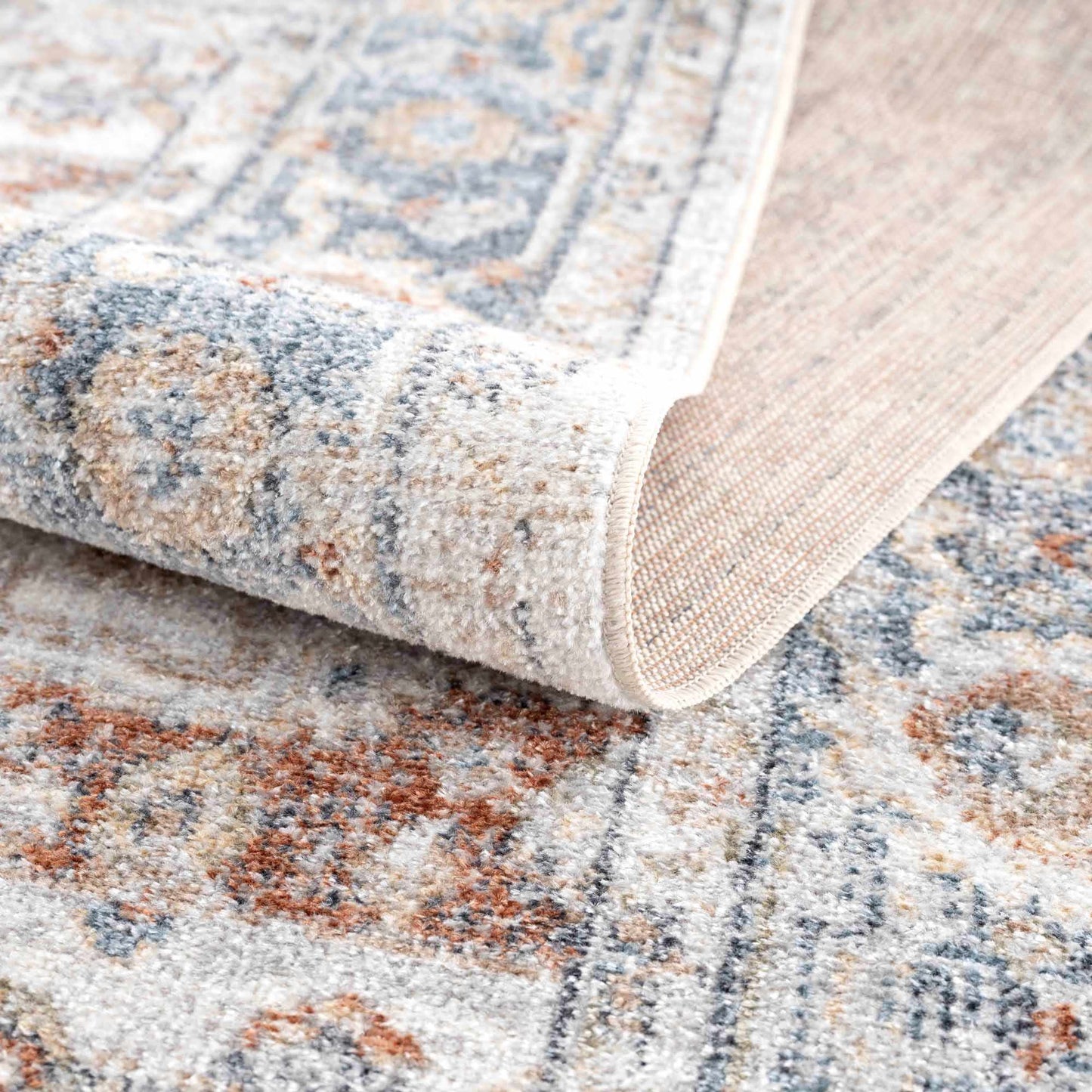 Neta Red & Blue Flat Pile Washable Rug