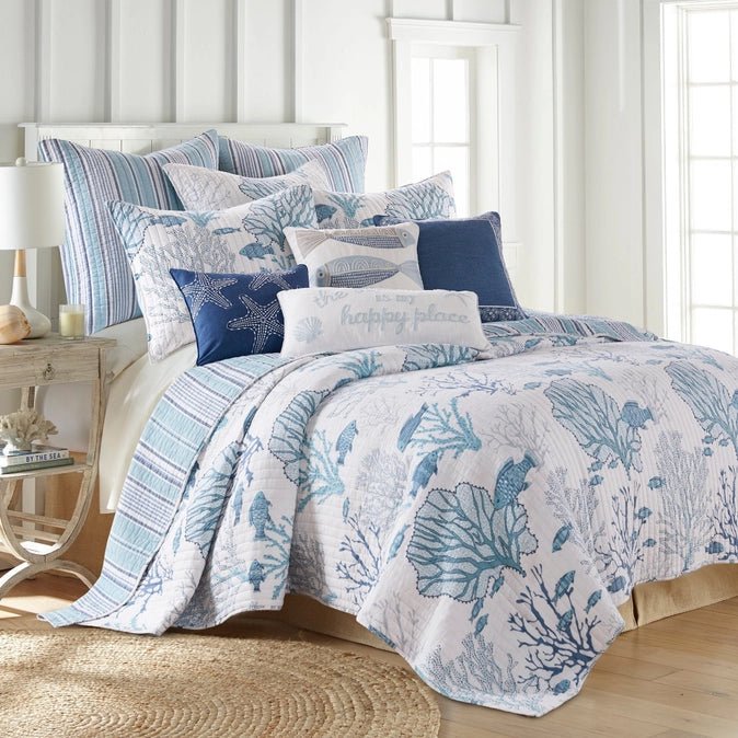 Lacey Sea Quilt Set - Fish Themed Quilts - Quahog Bay Bedding