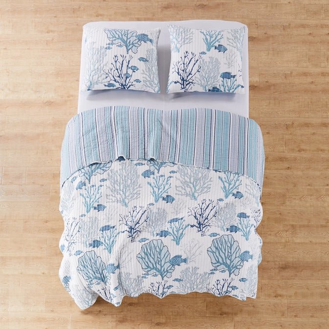 Lacey Sea Quilt Set - Fish Themed Quilts - Quahog Bay Bedding