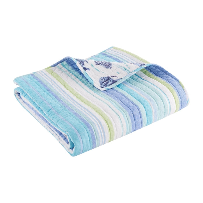Laida Beach Quilted Throw - Coastal Throw Blanket - Quahog Bay Bedding