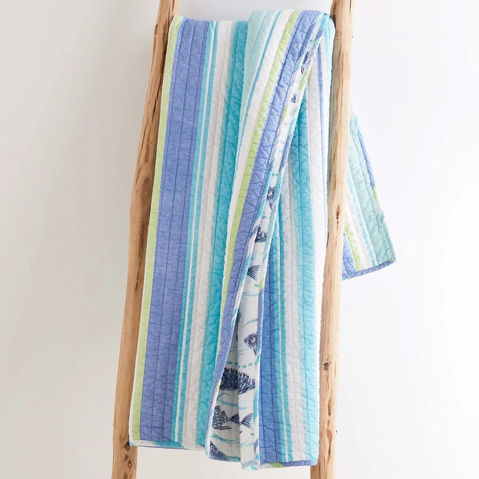 Laida Beach Quilted Throw - Coastal Throw Blanket - Quahog Bay Bedding