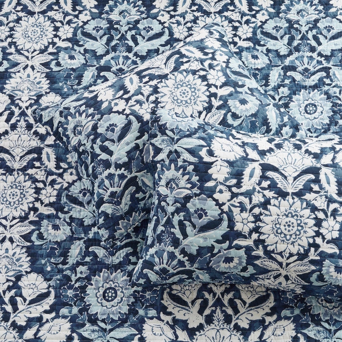 Laure Indigo Quilt Set - Coastal Blue Floral Bedding